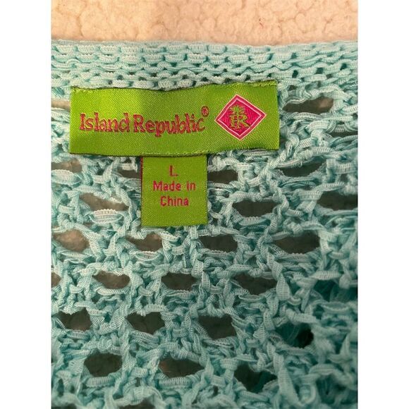 Island Republic Women's Green Crochet Knit Pullover Sweater Size L - Picture 9 of 11